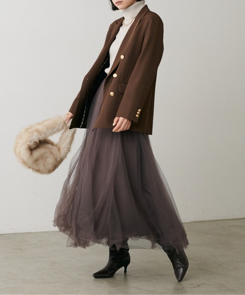 LARUTA（ラルータ）の「【LARUTA】ボリュームチュールスカート（スカート・レディース・ネイビー/ブラック/オフホワイト/グレー/ブラウン/その他1/ピンクベージュ・FREE）」の4枚目の写真