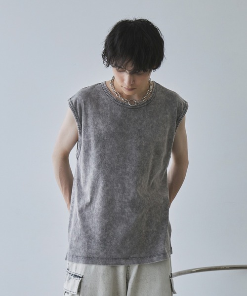 Spielio（シュピーリオ）の「【Spielio】Vintage like sleeveless T-shirt/ ヴィンテージライクノースリーブTシャツ（タンクトップ・メンズ・ライトグレー/ブラック/ブラウン・M/L）」の4枚目の写真