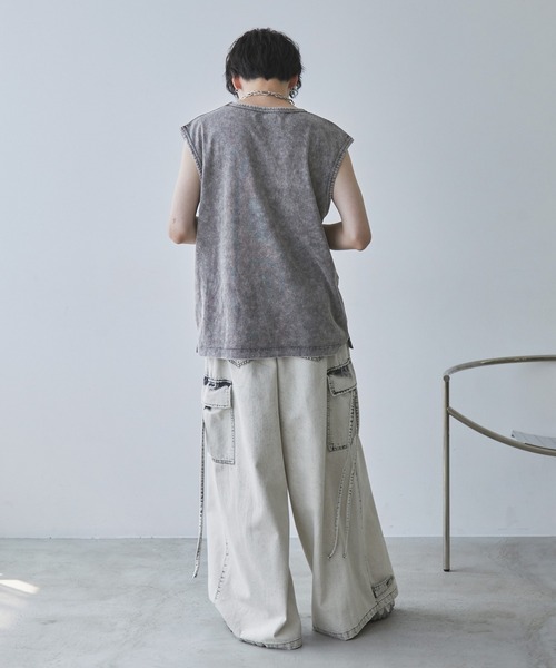 Spielio（シュピーリオ）の「【Spielio】Vintage like sleeveless T-shirt/ ヴィンテージライクノースリーブTシャツ（タンクトップ・メンズ・ライトグレー/ブラック/ブラウン・M/L）」の9枚目の写真