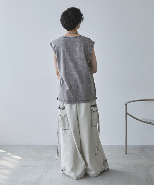 Spielio（シュピーリオ）の「【Spielio】Vintage like sleeveless T-shirt/ ヴィンテージライクノースリーブTシャツ（タンクトップ・メンズ・ライトグレー/ブラック/ブラウン・M/L）」の10枚目の写真