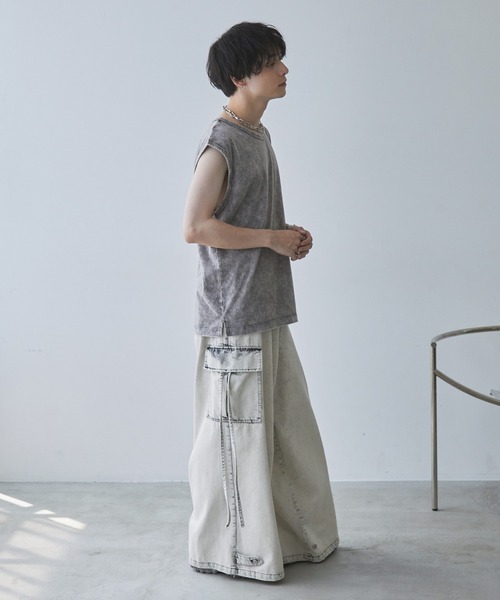 Spielio（シュピーリオ）の「【Spielio】Vintage like sleeveless T-shirt/ ヴィンテージライクノースリーブTシャツ（タンクトップ・メンズ・ライトグレー/ブラック/ブラウン・M/L）」の11枚目の写真