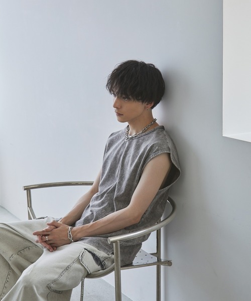 Spielio（シュピーリオ）の「【Spielio】Vintage like sleeveless T-shirt/ ヴィンテージライクノースリーブTシャツ（タンクトップ・メンズ・ライトグレー/ブラック/ブラウン・M/L）」の16枚目の写真
