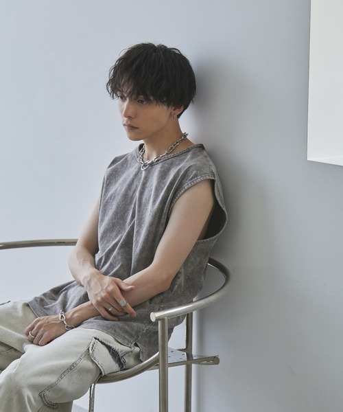 Spielio（シュピーリオ）の「【Spielio】Vintage like sleeveless T-shirt/ ヴィンテージライクノースリーブTシャツ（タンクトップ・メンズ・ライトグレー/ブラック/ブラウン・M/L）」の17枚目の写真