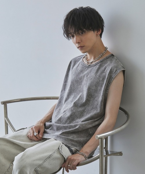 Spielio（シュピーリオ）の「【Spielio】Vintage like sleeveless T-shirt/ ヴィンテージライクノースリーブTシャツ（タンクトップ・メンズ・ライトグレー/ブラック/ブラウン・M/L）」の18枚目の写真
