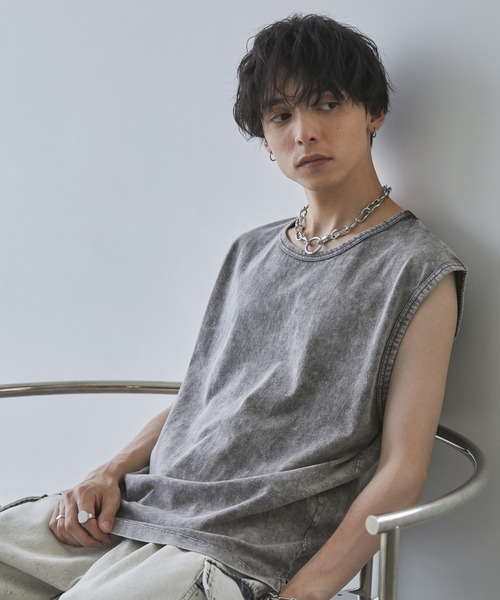 Spielio（シュピーリオ）の「【Spielio】Vintage like sleeveless T-shirt/ ヴィンテージライクノースリーブTシャツ（タンクトップ・メンズ・ライトグレー/ブラック/ブラウン・M/L）」の19枚目の写真