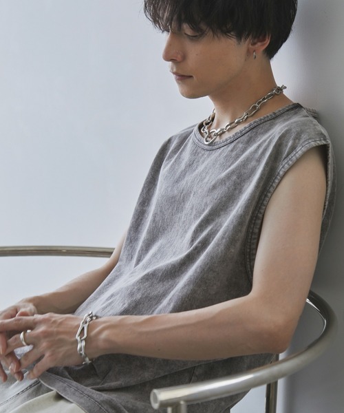 Spielio（シュピーリオ）の「【Spielio】Vintage like sleeveless T-shirt/ ヴィンテージライクノースリーブTシャツ（タンクトップ・メンズ・ライトグレー/ブラック/ブラウン・M/L）」の22枚目の写真