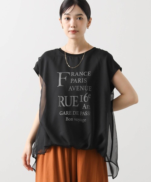 セール】シアーレイヤードロゴフレンチ（Tシャツ/カットソー