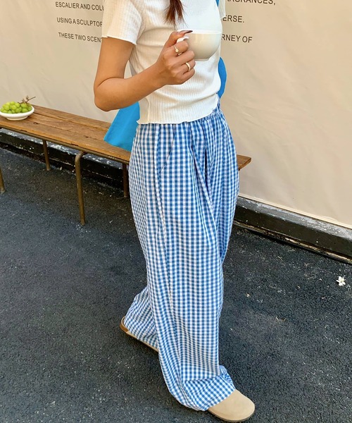 LAFFMO（ラフモ）の「ギンガムチェックワイドイージーパンツ（その他パンツ・レディース・ブラック/ブルー・M/L）」の20枚目の写真