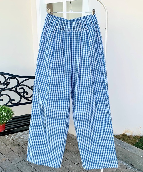 LAFFMO（ラフモ）の「ギンガムチェックワイドイージーパンツ（その他パンツ・レディース・ブラック/ブルー・M/L）」の6枚目の写真