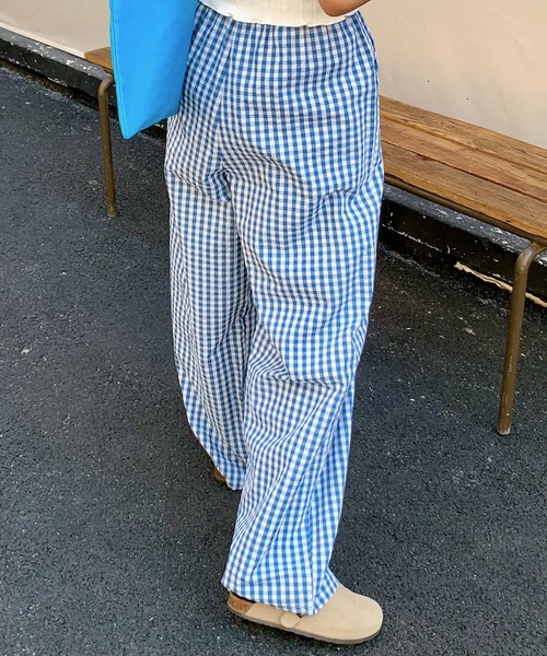 LAFFMO（ラフモ）の「ギンガムチェックワイドイージーパンツ（その他パンツ・レディース・ブラック/ブルー・M/L）」の8枚目の写真