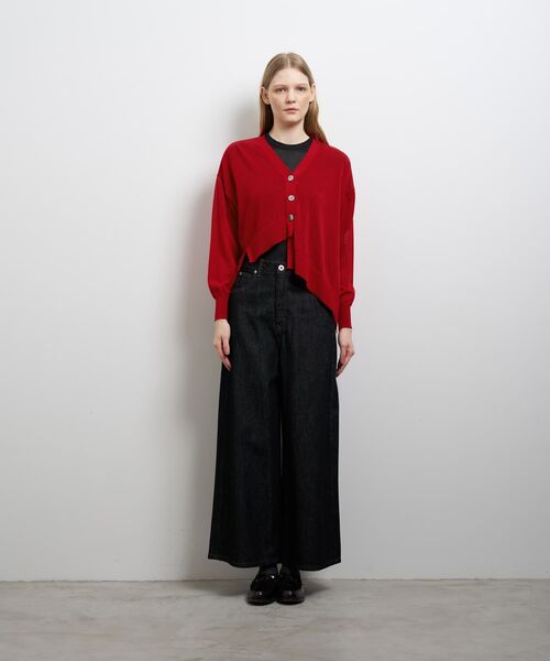 LANVIN en Bleu(ランバンオンブルー)の「アシンメヘムカーディガン(ニット/セーター・レディース・ブラック/レッド/ライトカーキ・38)」の4枚目の写真