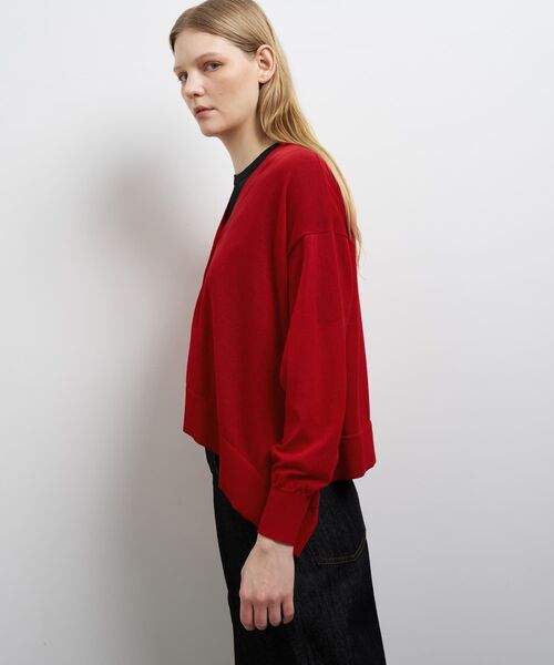LANVIN en Bleu(ランバンオンブルー)の「アシンメヘムカーディガン(ニット/セーター・レディース・ブラック/レッド/ライトカーキ・38)」の8枚目の写真