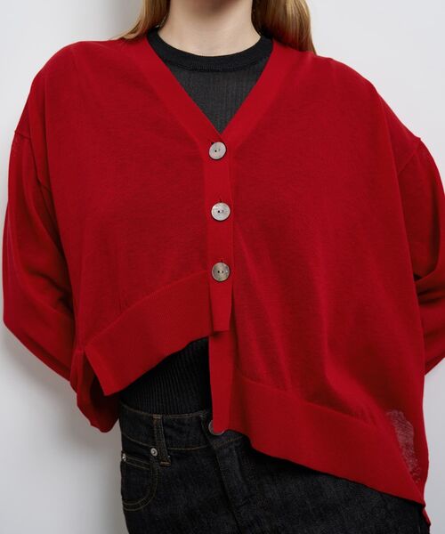 LANVIN en Bleu(ランバンオンブルー)の「アシンメヘムカーディガン(ニット/セーター・レディース・ブラック/レッド/ライトカーキ・38)」の10枚目の写真