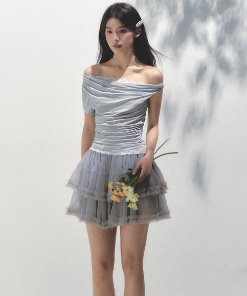 レースデザイン オフショルダートップス SP25s091【SunsetPark