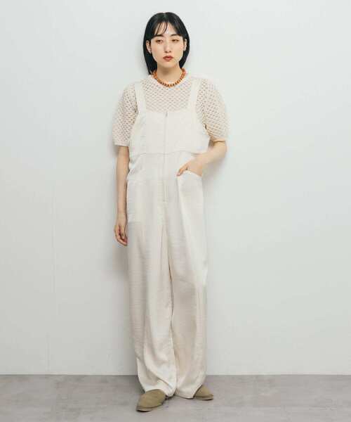 KBF（ケイビーエフ）の「フロントZIPサテンサロペット（サロペット/オーバーオール・レディース・ネイビー/アイボリー・ONE）」の5枚目の写真