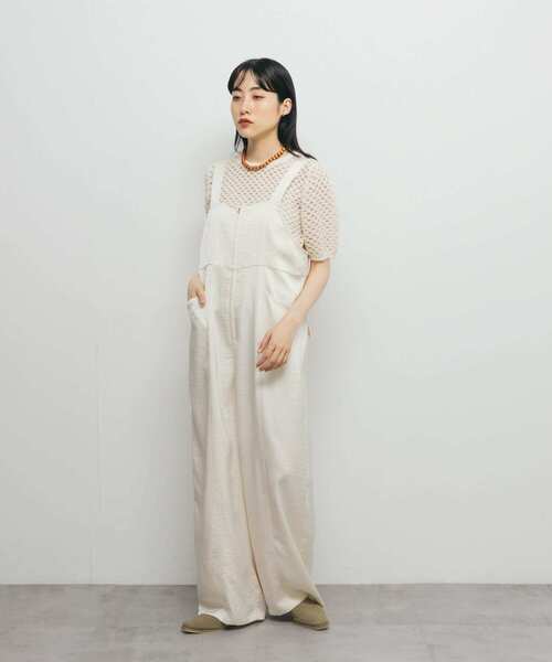 KBF（ケイビーエフ）の「フロントZIPサテンサロペット（サロペット/オーバーオール・レディース・ネイビー/アイボリー・ONE）」の6枚目の写真