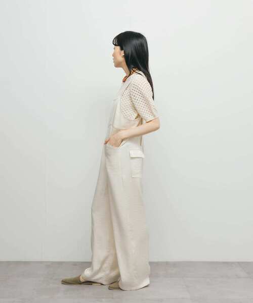 KBF（ケイビーエフ）の「フロントZIPサテンサロペット（サロペット/オーバーオール・レディース・ネイビー/アイボリー・ONE）」の7枚目の写真