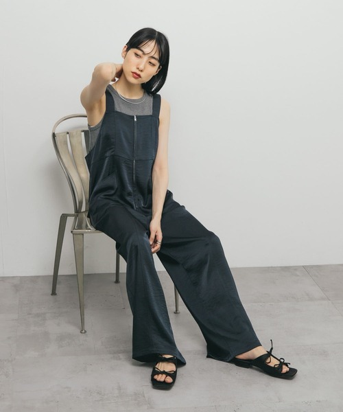 バーバリー　サロペット フロントZIPサテンサロペット（サロペット/オーバーオール