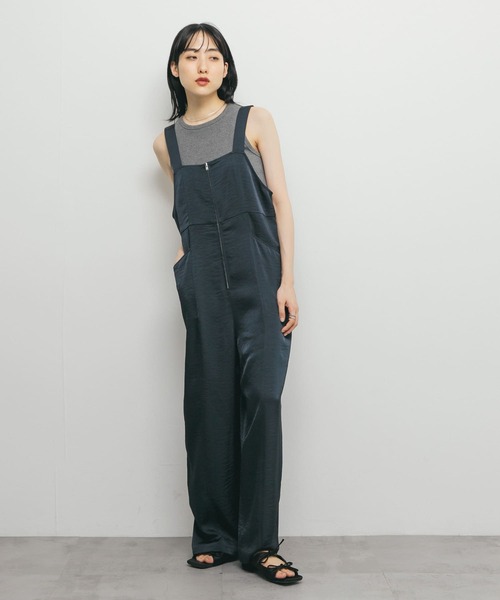 KBF（ケイビーエフ）の「フロントZIPサテンサロペット（サロペット/オーバーオール・レディース・ネイビー/アイボリー・ONE）」の13枚目の写真