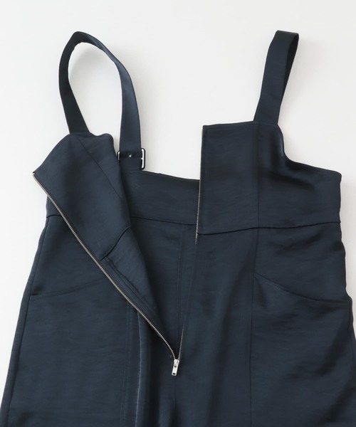 セール】フロントZIPサテンサロペット（サロペット/オーバーオール