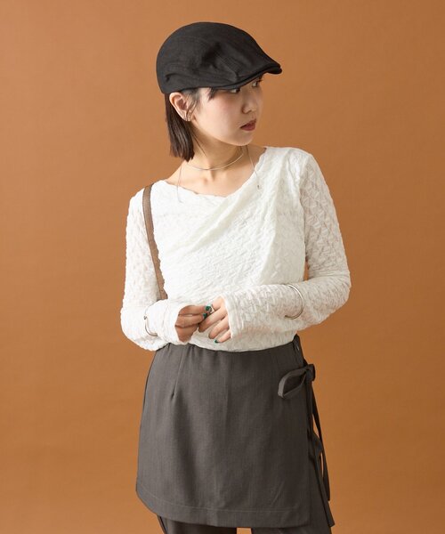 mystic（ミスティック）の「【全骨格対応可能◎/３色展開】レースオフショルロングTシャツ（Tシャツ/カットソー・レディース・ブルー系その他/オフホワイト/ブラック・FREE）」の6枚目の写真