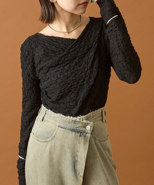 mystic（ミスティック）の「【全骨格対応可能◎/３色展開】レースオフショルロングTシャツ（Tシャツ/カットソー・レディース・ブルー系その他/オフホワイト/ブラック・FREE）」の12枚目の写真