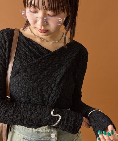 mystic（ミスティック）の「【全骨格対応可能◎/３色展開】レースオフショルロングTシャツ（Tシャツ/カットソー・レディース・ブルー系その他/オフホワイト/ブラック・FREE）」の14枚目の写真