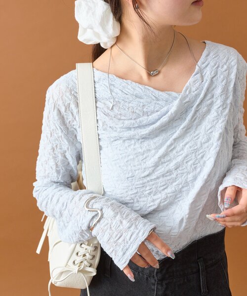 mystic（ミスティック）の「【全骨格対応可能◎/３色展開】レースオフショルロングTシャツ（Tシャツ/カットソー・レディース・ブルー系その他/オフホワイト/ブラック・FREE）」の19枚目の写真