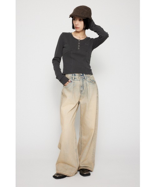 LAGUA GEM（ラグアジェム）の「LAGUA LOGO WASH トップス（Tシャツ/カットソー・レディース・レッド/ブラウン/ライトブラック・FREE）」の6枚目の写真