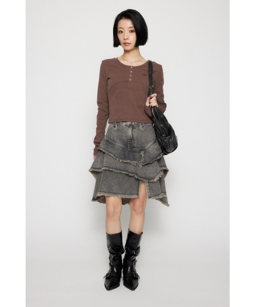 LAGUA GEM（ラグアジェム）の「LAGUA LOGO WASH トップス（Tシャツ/カットソー・レディース・レッド/ブラウン/ライトブラック・FREE）」の14枚目の写真