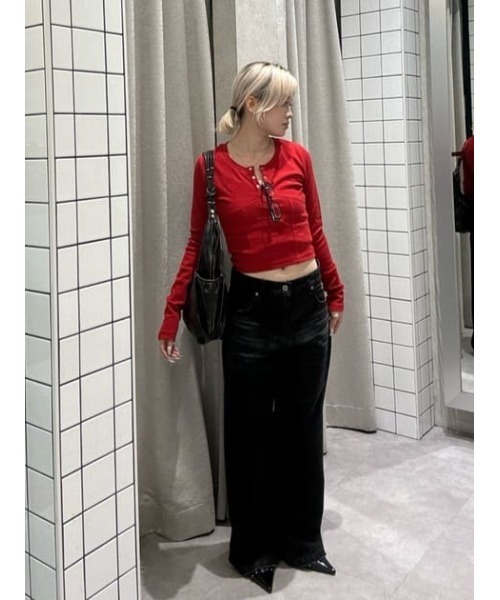 LAGUA GEM（ラグアジェム）の「LAGUA LOGO WASH トップス（Tシャツ/カットソー・レディース・レッド/ブラウン/ライトブラック・FREE）」の17枚目の写真