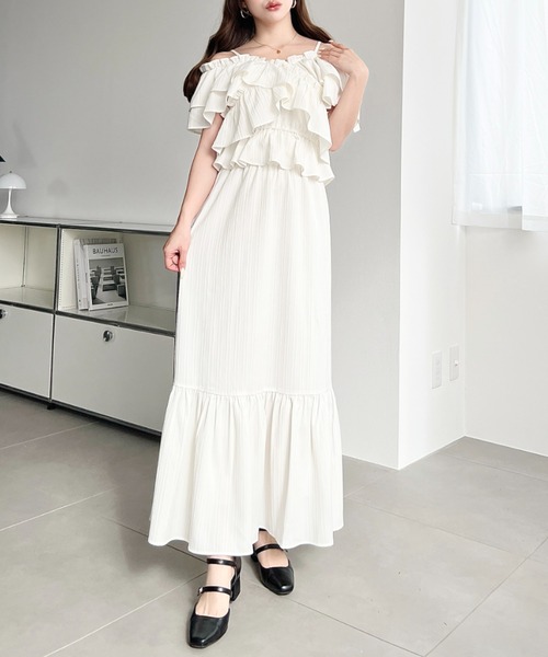moment+(モーメントプラス)の「〈マルチWAY〉ショルダースリットクロスフリルセパレートワンピース(ワンピース・レディース・ネイビー/ブラック/オフホワイト・M/L)」の16枚目の写真