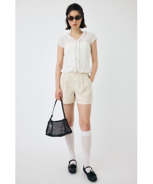 MOUSSY(マウジー)の「DENIM TUCK ショートパンツ(デニムパンツ・レディース・キナリ/ワンウォッシュ・1/2/0)」の4枚目の写真