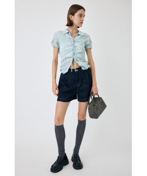 MOUSSY(マウジー)の「DENIM TUCK ショートパンツ(デニムパンツ・レディース・キナリ/ワンウォッシュ・1/2/0)」の22枚目の写真