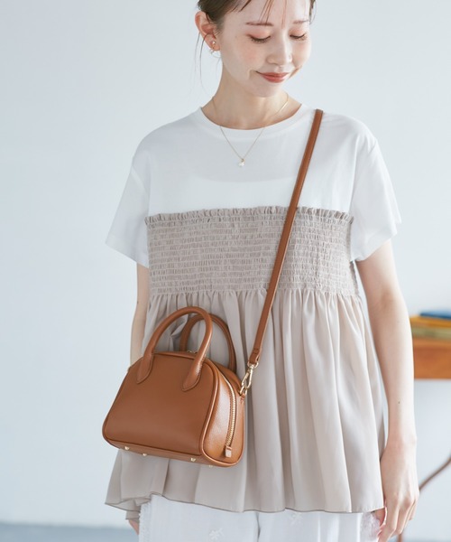 ROPE' PICNIC（ロペピクニック）の「旅するボストンバッグ ソフトシンセティックレザーミニボストンバッグ（ショルダーバッグ・レディース・ブラック/イエロー系その他3/ベージュ系その他・FREE）」の6枚目の写真
