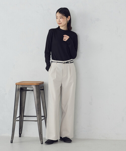 COMME CA ISM(コムサイズム)の「プチハイネック ロングTシャツ(Tシャツ/カットソー・レディース・ブラック/アイボリー・MEDIUM/LARGE)」の6枚目の写真