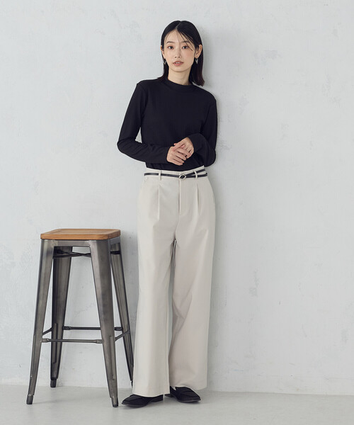 COMME CA ISM(コムサイズム)の「プチハイネック ロングTシャツ(Tシャツ/カットソー・レディース・ブラック/アイボリー・MEDIUM/LARGE)」の7枚目の写真