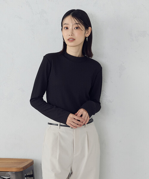 COMME CA ISM(コムサイズム)の「プチハイネック ロングTシャツ(Tシャツ/カットソー・レディース・ブラック/アイボリー・MEDIUM/LARGE)」の8枚目の写真