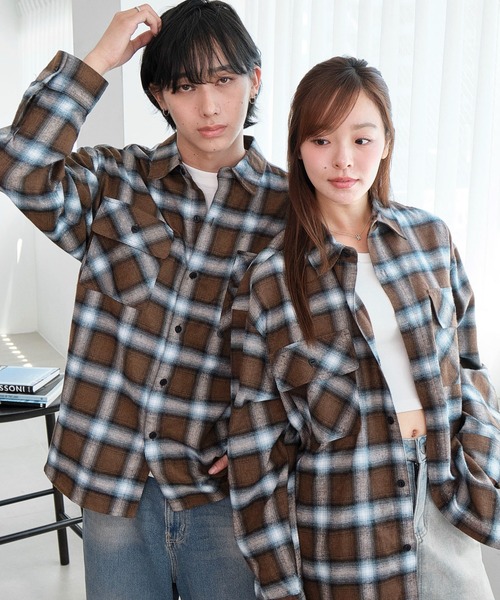 セール】WEGO/【25年秋冬新作】オンブレチェックネルシャツ（シャツ