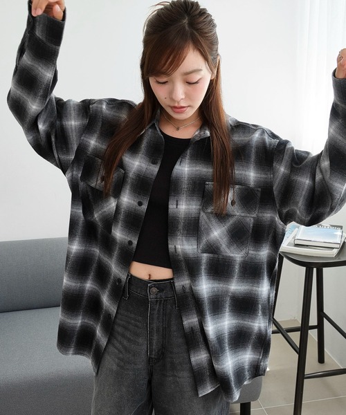 セール】WEGO/【25年秋冬新作】オンブレチェックネルシャツ（シャツ