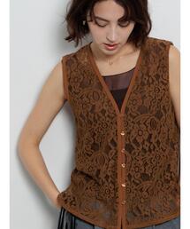 Te chichi | 前あきレイヤードレースジレベスト(ベスト)