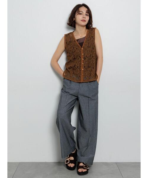Te chichi（テチチ）の「前あきレイヤードレースジレベスト（ベスト・レディース・ブラック/ブラウン・F）」の4枚目の写真