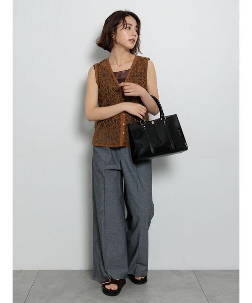 Te chichi（テチチ）の「前あきレイヤードレースジレベスト（ベスト・レディース・ブラック/ブラウン・F）」の5枚目の写真