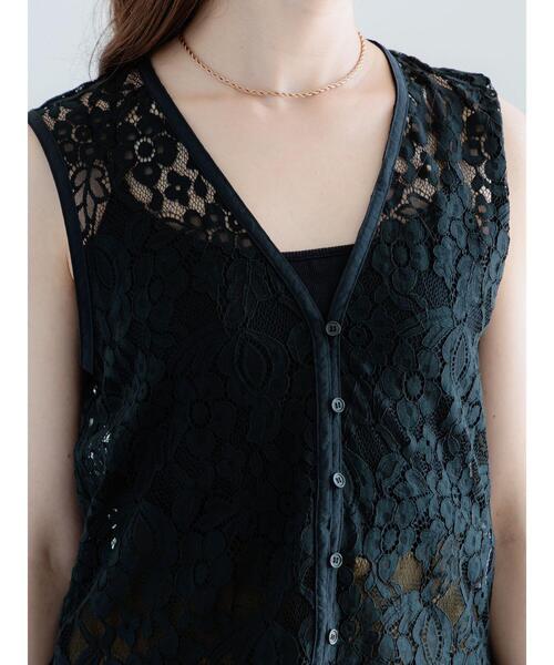 Te chichi（テチチ）の「前あきレイヤードレースジレベスト（ベスト・レディース・ブラック/ブラウン・F）」の13枚目の写真