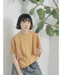 Samansa Mos2 blue | ◎【接触冷感】メッシュ切替プルオーバー(Tシャツ/カットソー)