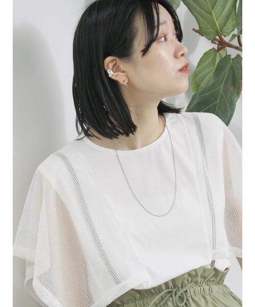 Samansa Mos2 blue（サマンサモスモスブルー）の「◎【接触冷感】メッシュ切替プルオーバー（Tシャツ/カットソー・レディース・ブラック/オフホワイト/キャメル・F）」の4枚目の写真