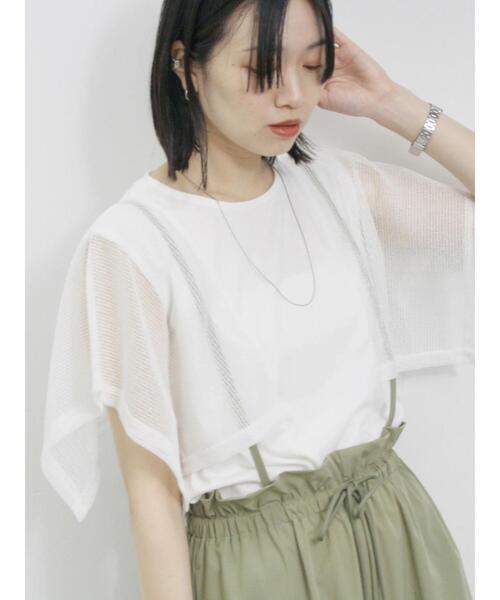 Samansa Mos2 blue（サマンサモスモスブルー）の「◎【接触冷感】メッシュ切替プルオーバー（Tシャツ/カットソー・レディース・ブラック/オフホワイト/キャメル・F）」の5枚目の写真