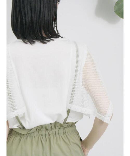 Samansa Mos2 blue（サマンサモスモスブルー）の「◎【接触冷感】メッシュ切替プルオーバー（Tシャツ/カットソー・レディース・ブラック/オフホワイト/キャメル・F）」の6枚目の写真