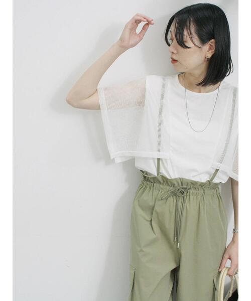 Samansa Mos2 blue（サマンサモスモスブルー）の「◎【接触冷感】メッシュ切替プルオーバー（Tシャツ/カットソー・レディース・ブラック/オフホワイト/キャメル・F）」の7枚目の写真