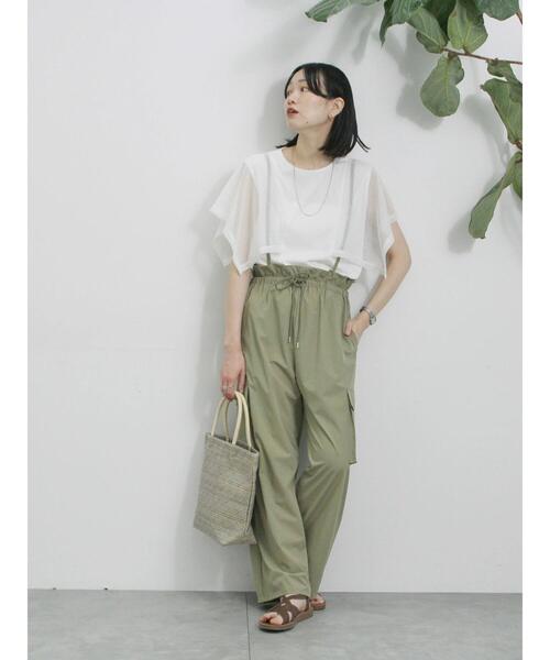 Samansa Mos2 blue（サマンサモスモスブルー）の「◎【接触冷感】メッシュ切替プルオーバー（Tシャツ/カットソー・レディース・ブラック/オフホワイト/キャメル・F）」の9枚目の写真